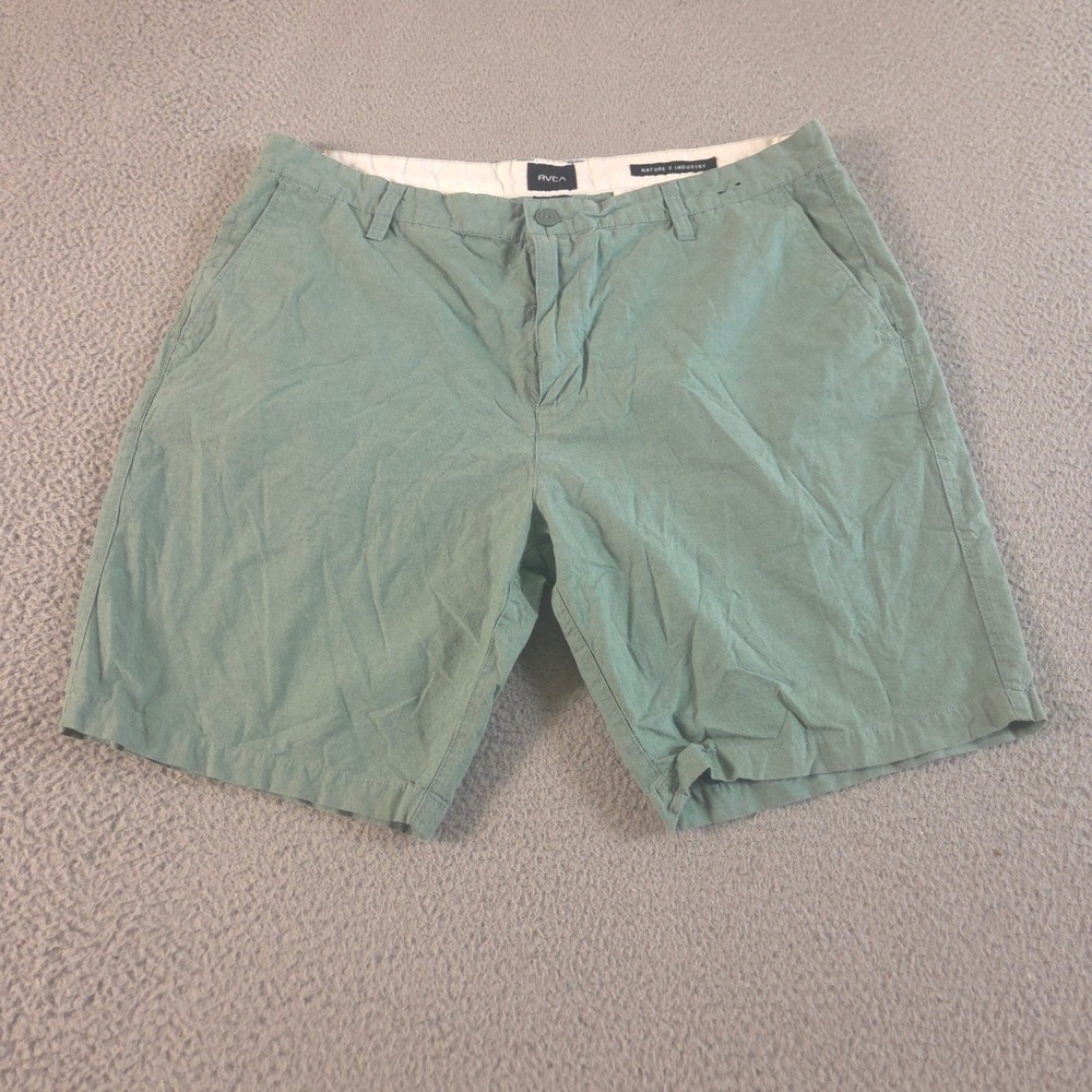 RVCA Shorts Mens 38 Green That'll Walk Oxford Cotton Chino Straight Leg Casual